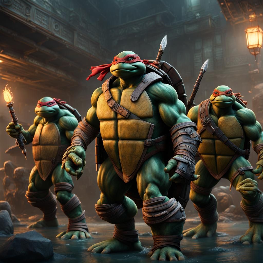 Ninja Turtles in Detailed Matte Painting