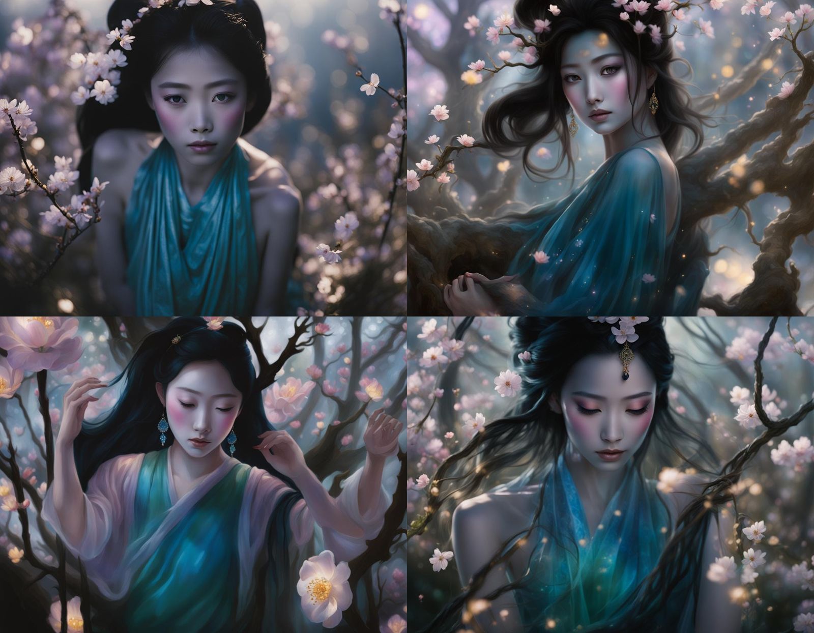 Enchanting Asian Sorceress in Fantasy Landscape
