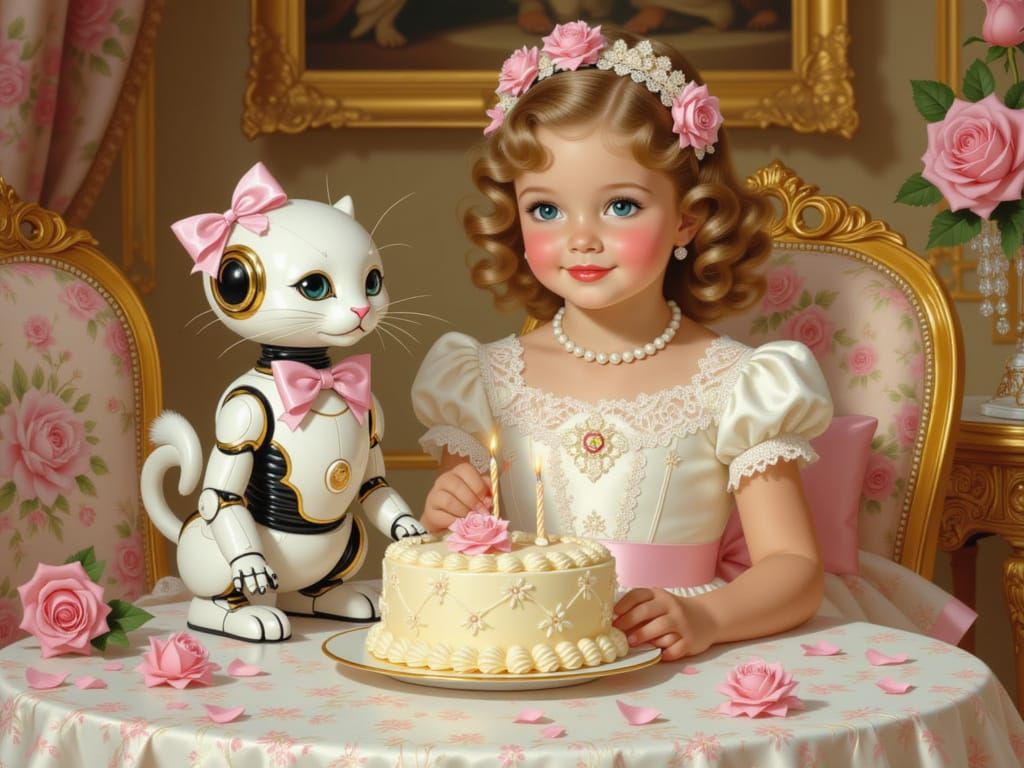 Rococo Birthday Celebration with Robot Pet
