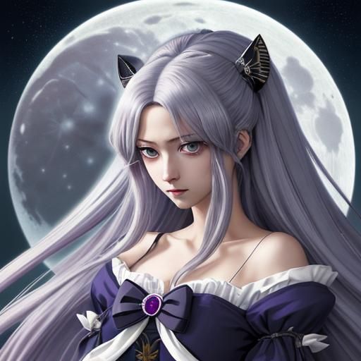 Anime Storm Teardrop with Crescent Moon Reflection