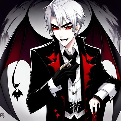 Handsome Vampire Smirking with Fangs in Gothic Style