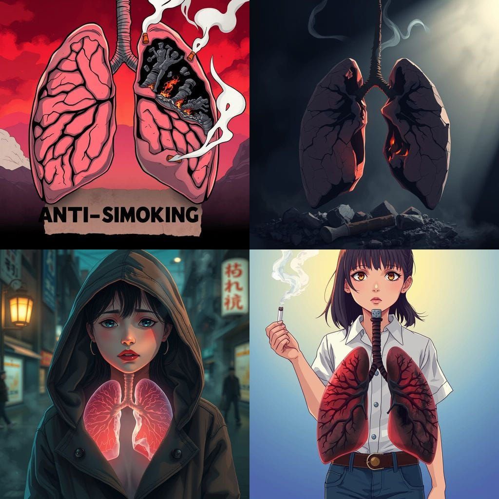 Anti-Smoking Warning in Vibrant Anime Style