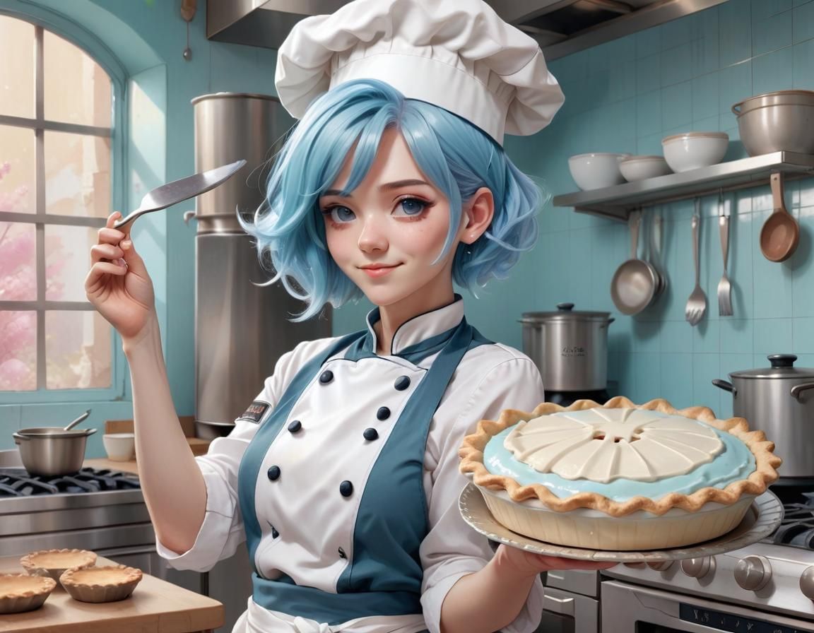 Pastel Manga Chef Queen with Pie