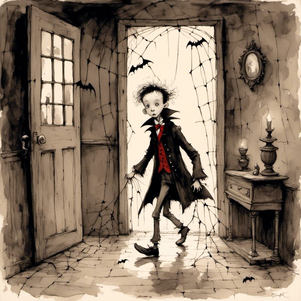 Young Vampire in Haunted House Adventure