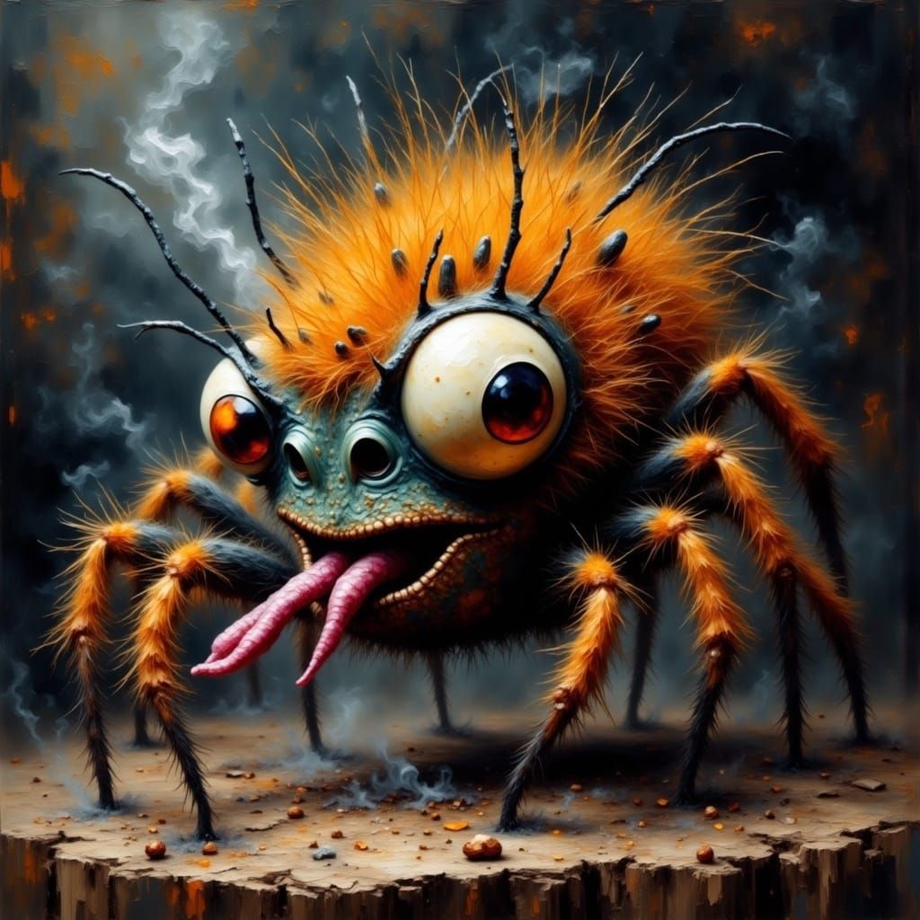 Grunge Alien Spider in a Smoky Atmosphere