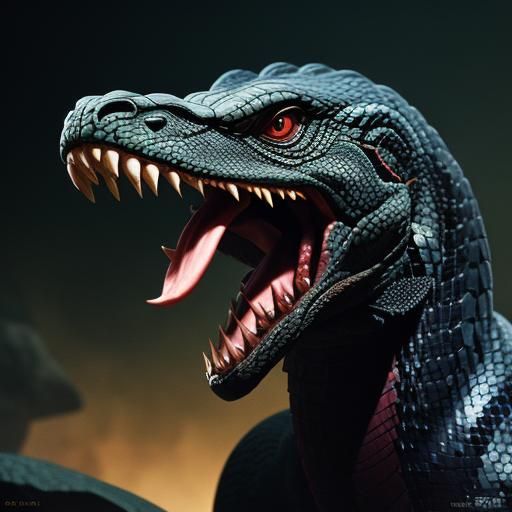 Dramatic Weresnake Serpent's Tongue Cinematic Still