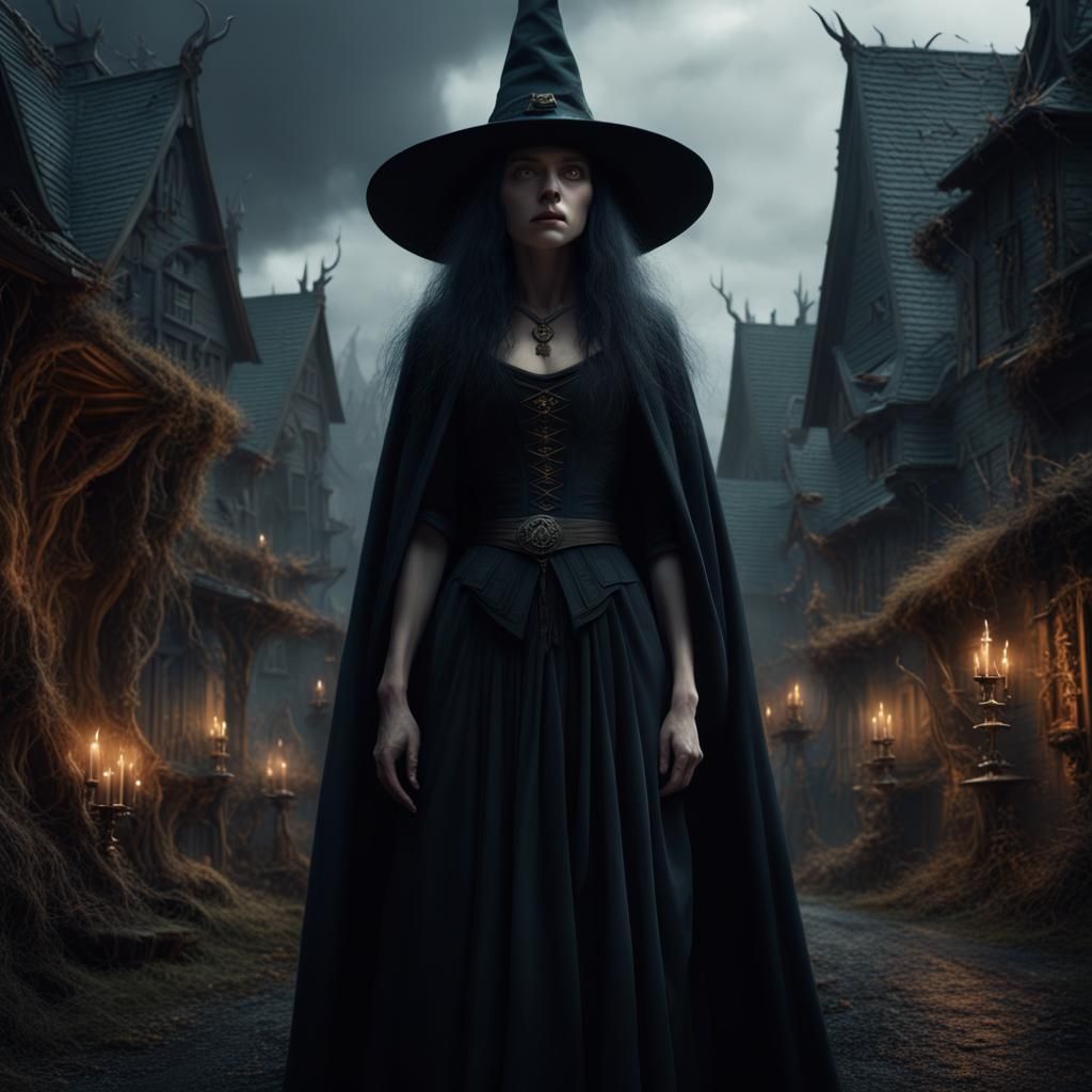 Dramatic Witch in Digital Matte Painting Style