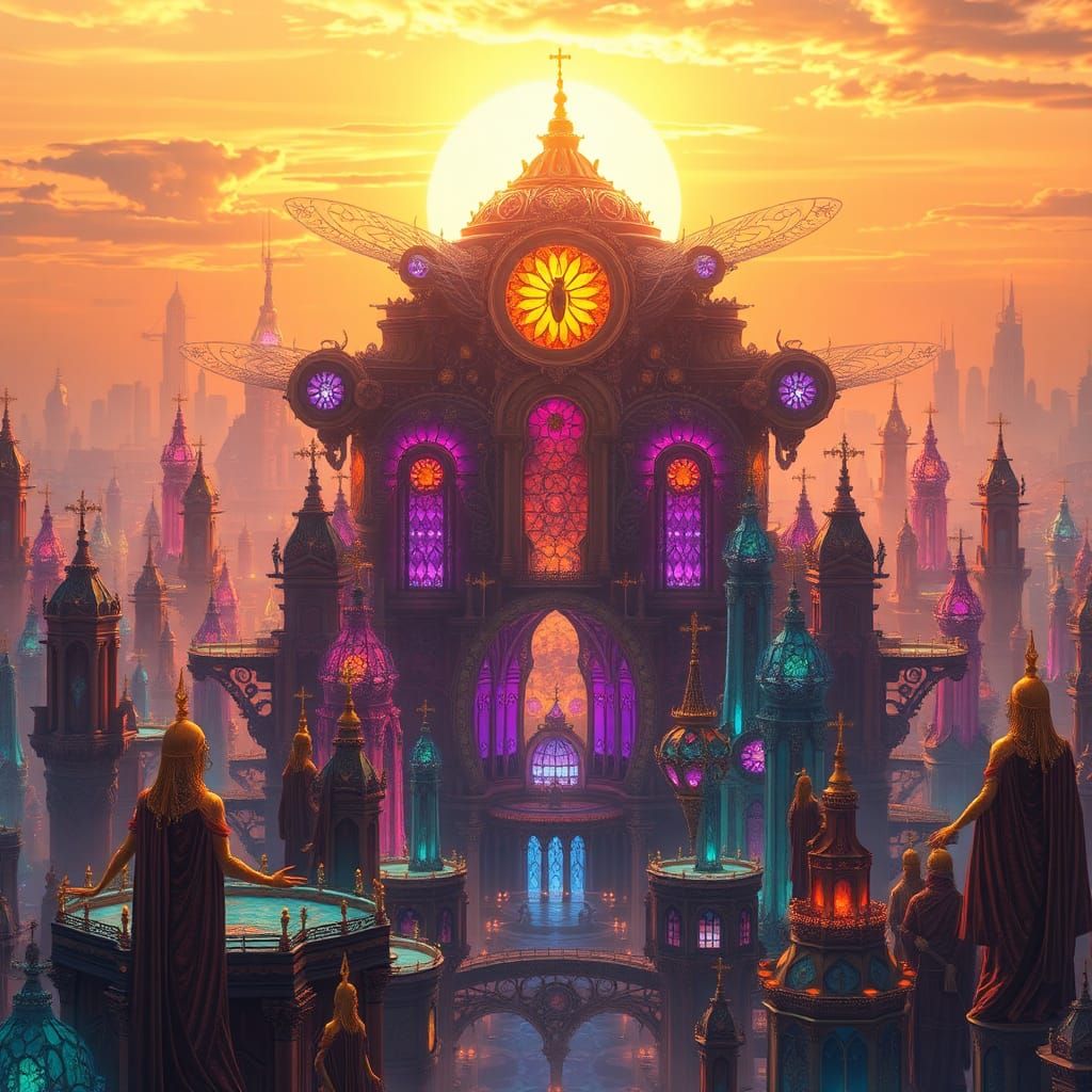 Iridescent Metropolis with Luminescent Hive