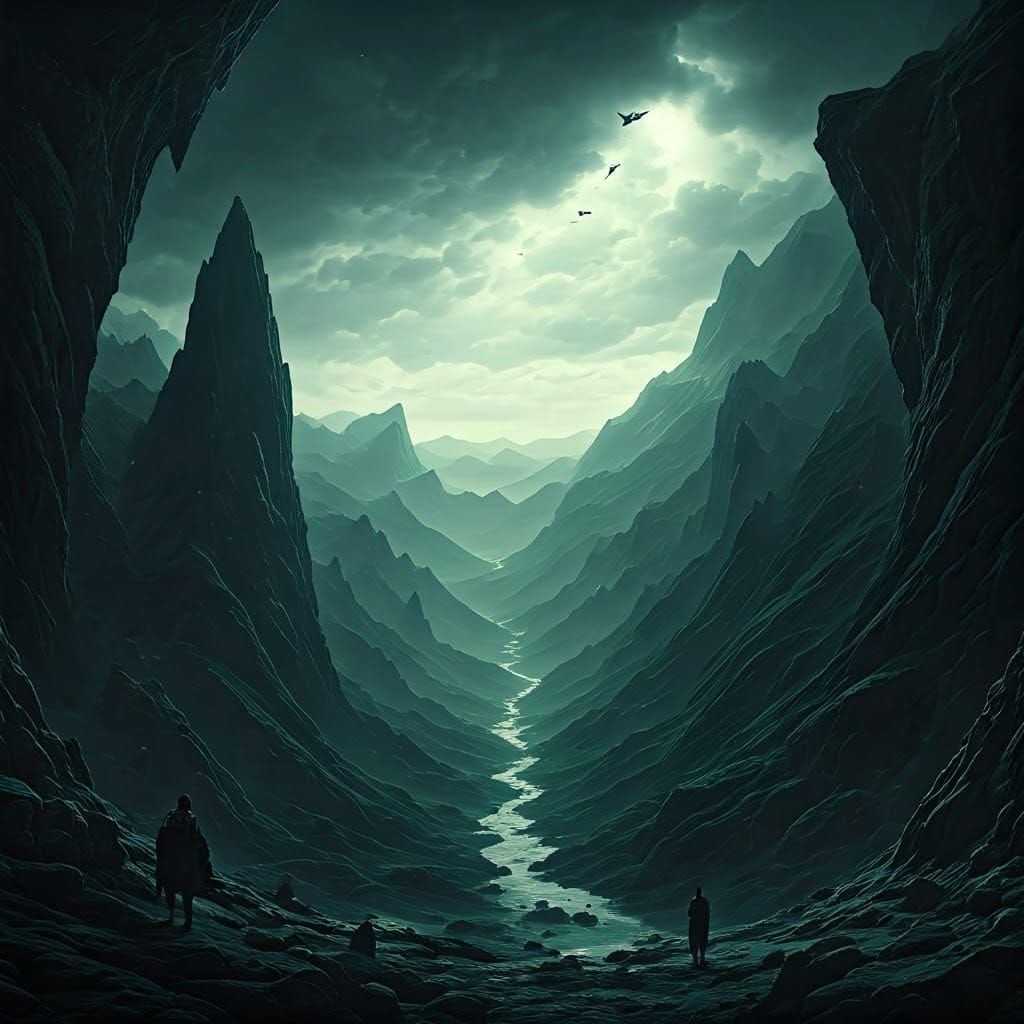 Middle Earth Text: Misty Mountains, Digital Painting