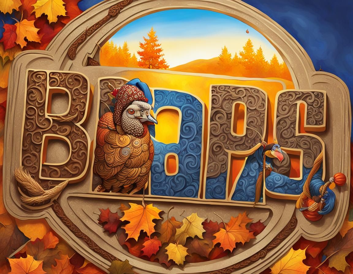 Ornate Thanksgiving Turkey in Pilgrim Hat