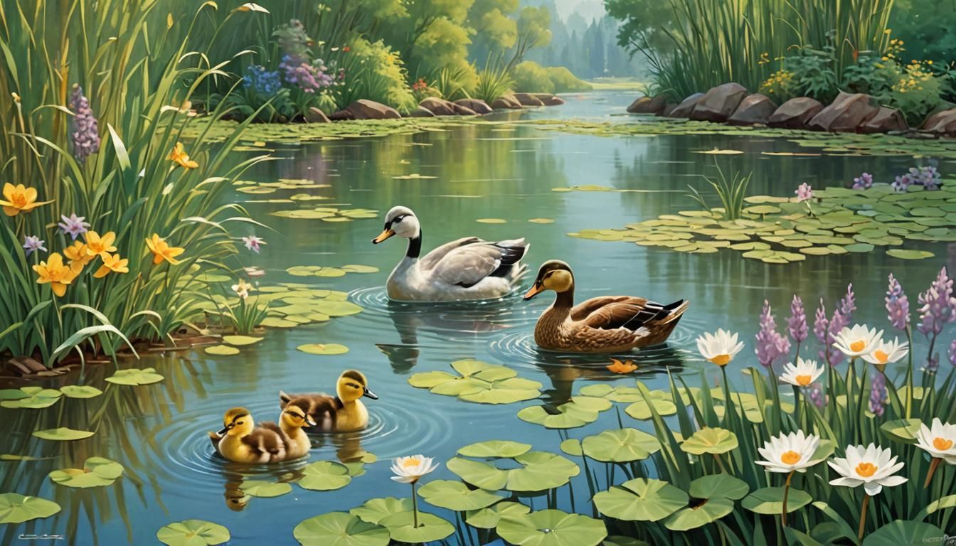 Ugly Duckling Story: Mother Duck and Ducklings