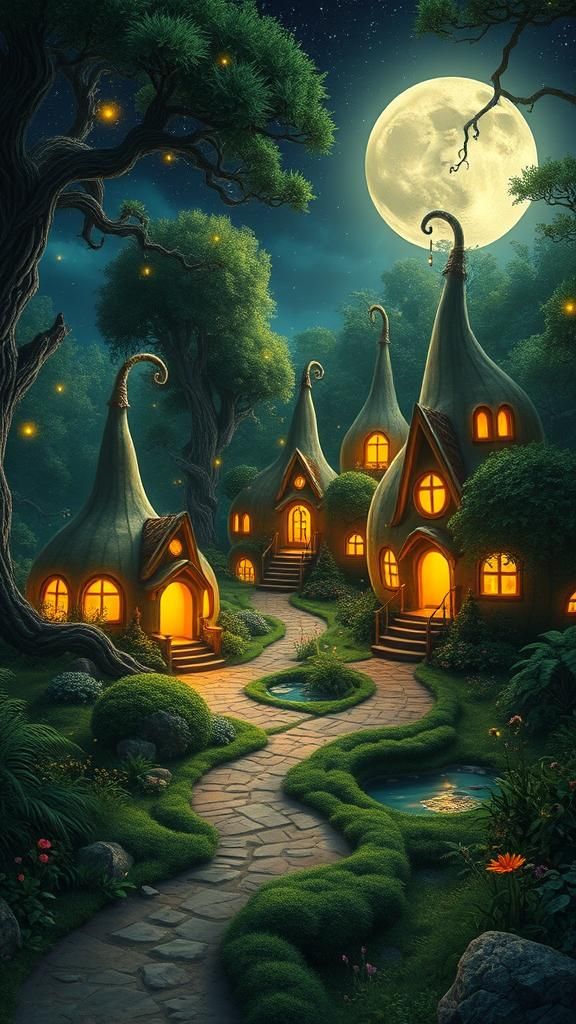 Glowing Gourd Village in Lush Landscape