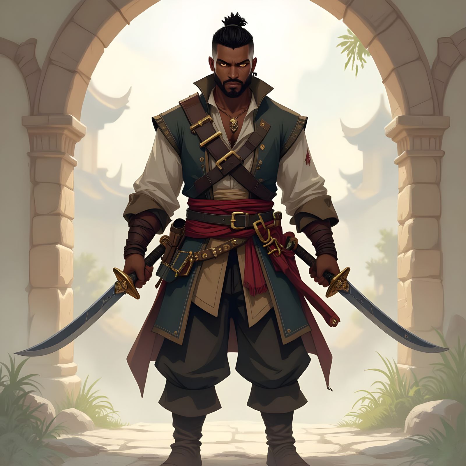 Pirate with Golden Eyes in Avatar Style