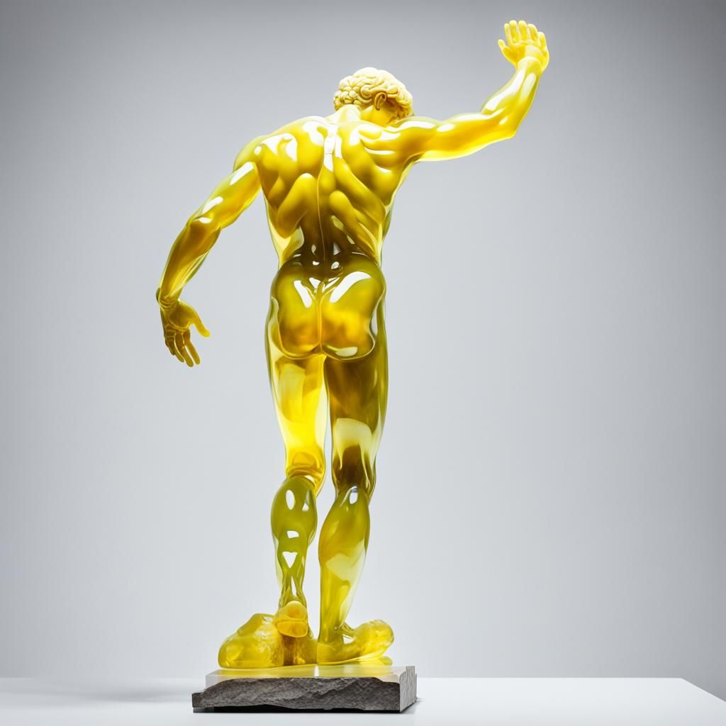 Lemon Yellow Jelly David Sculpture