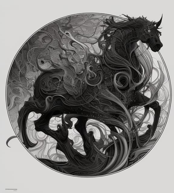 Sleipnir in Maximalist Japanese Art Style