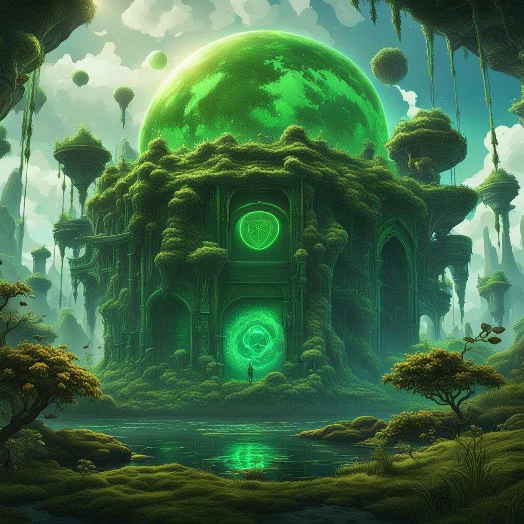 Green TV GVT Token Launch as Dark Fantasy Art