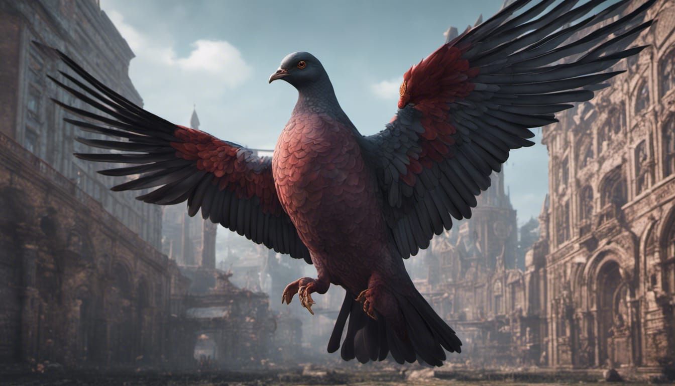 Totalitarian Pigeon: Detailed Matte Painting