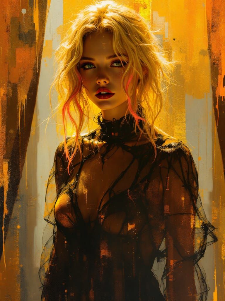 Pin-Up Woman in Luminous Twilight