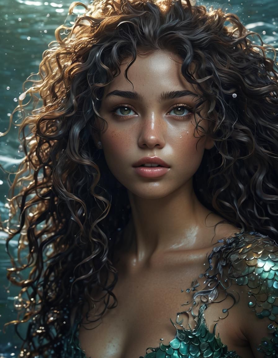 Alluring Mermaid in Dark Fantasy Ocean Concept Art