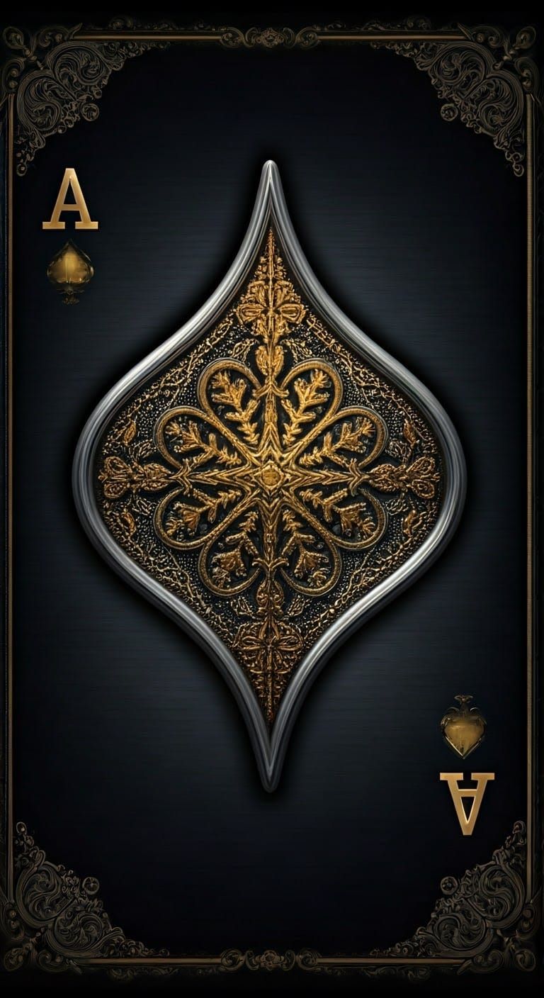 Metallic Ace Playing Card with Ornate Snowflake Icon