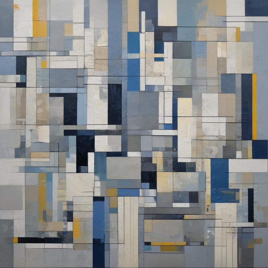 Abstract Geometric Pop Art Building Blocks in Oil Paint