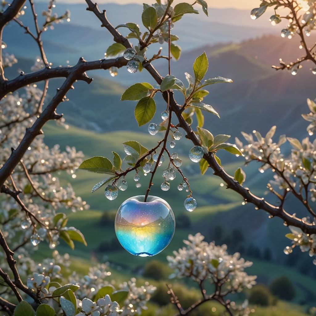 Opal Apple with Starry Core in Morning Light