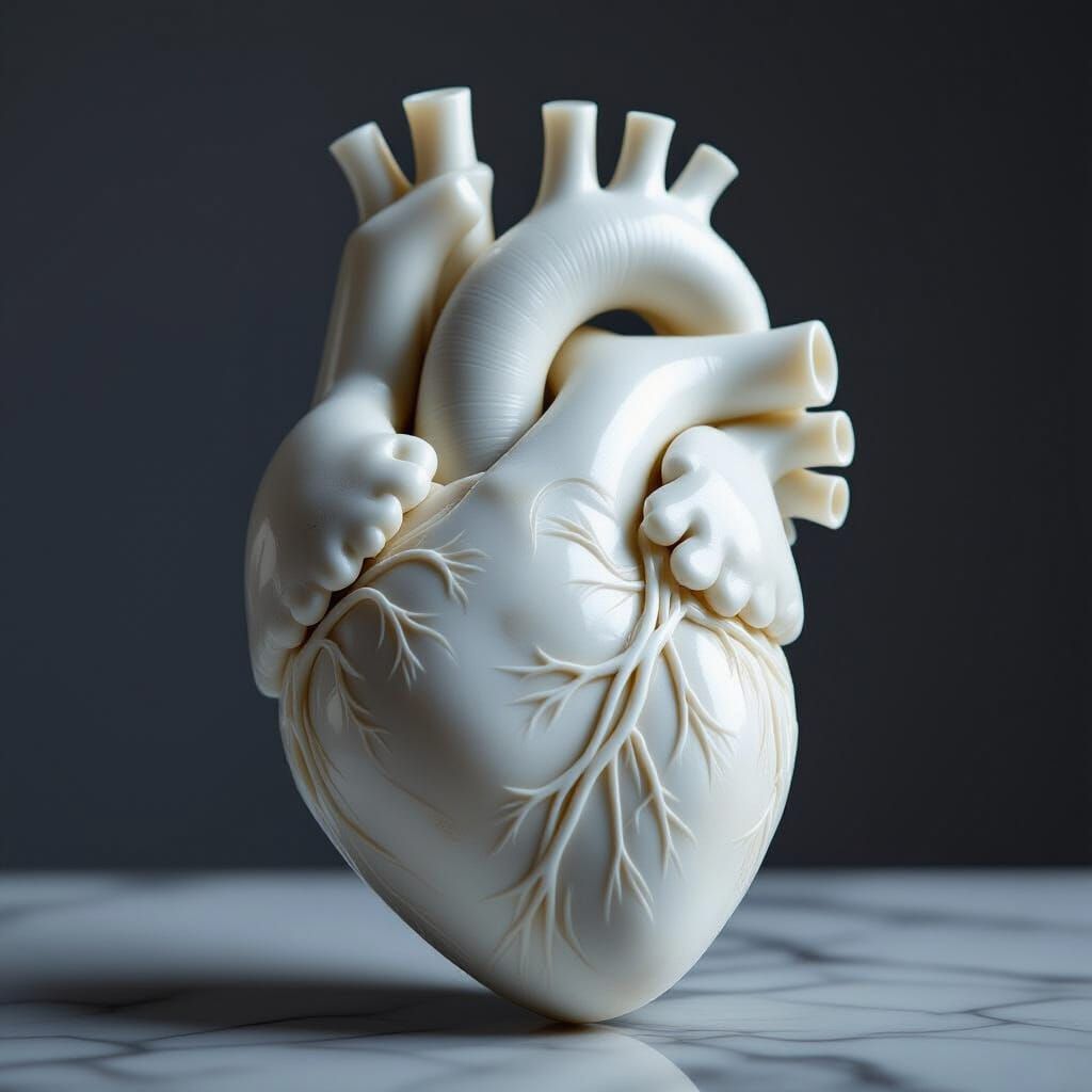 Hyper-Realistic Marble Heart Sculpture