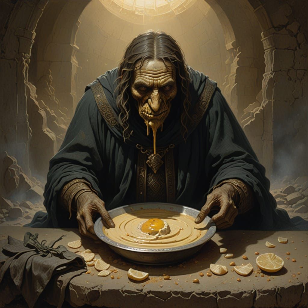 Surreal Hummus Horror in Dark Fantasy Style