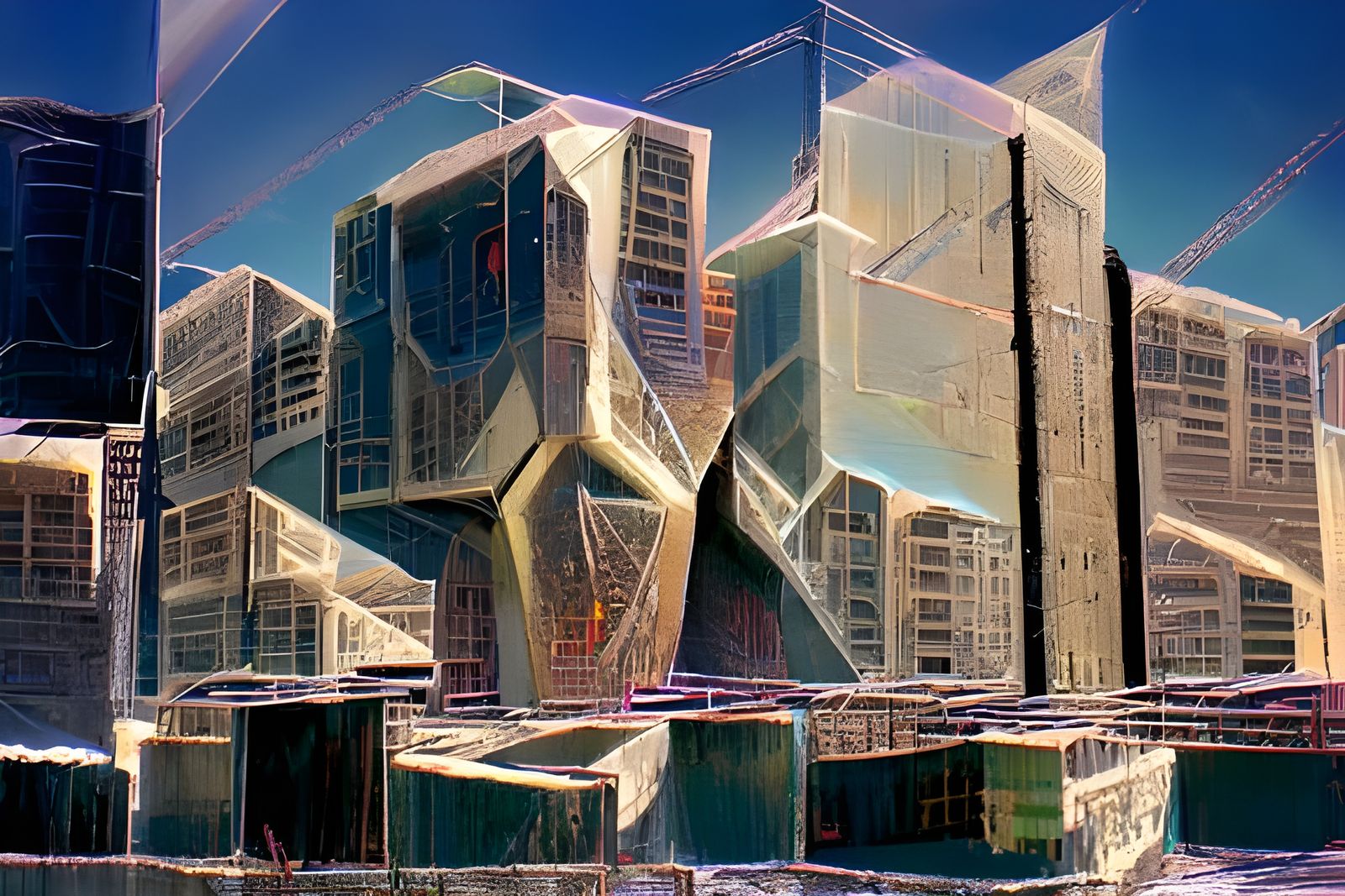 Futuristic Tesseract City in Cyberpunk Style