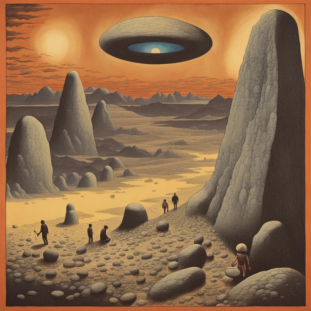 Vintage Rock Poster with Flying Stones