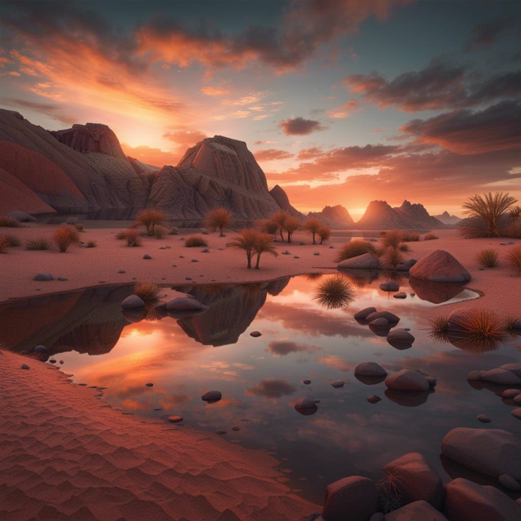 Calming Desert Sunset Paradise
