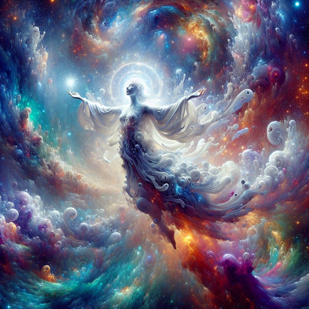Surreal Divine Figure in Cosmic Fantasy
