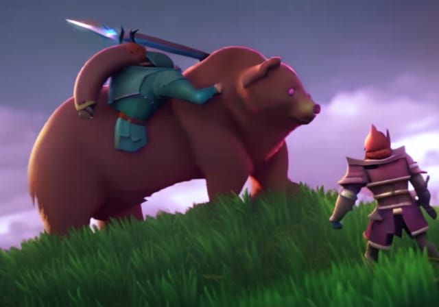 Knight on Bearback: Epic 3D Game Scene
