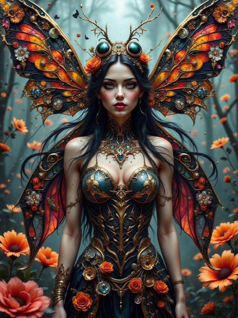 Intricate Ladybug Queen in Nightmarish Eldritch Magic