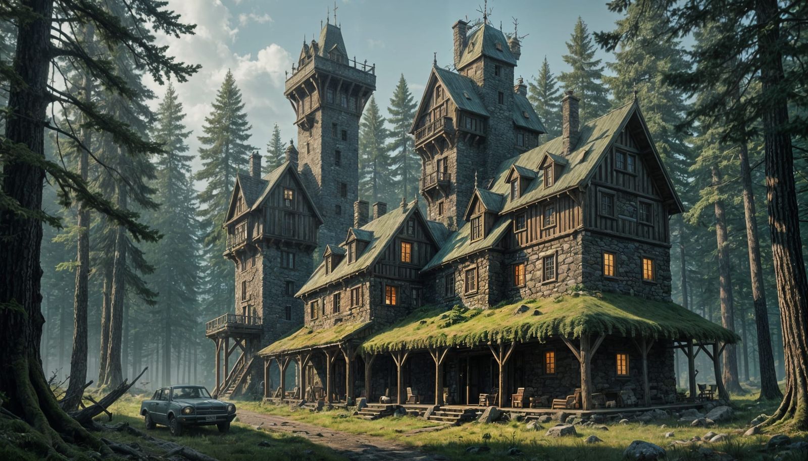Elven Castle Lodge in Pine Woods