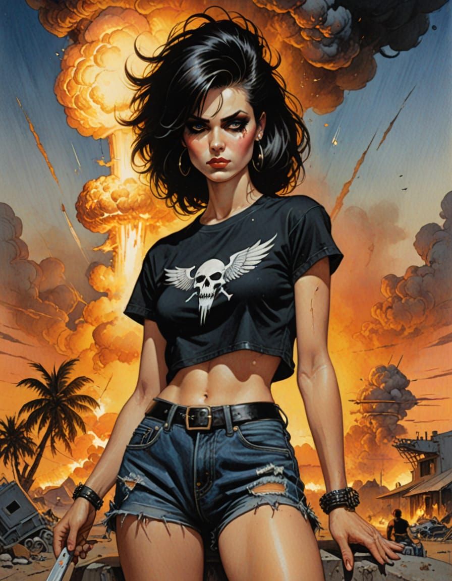 Nuclear Sunset: A Boris Vallejo Inspired Watercolor