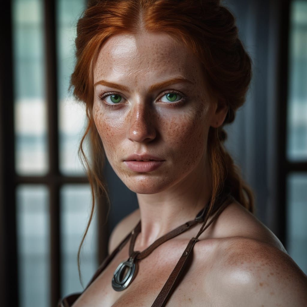 Realistic Portrait of a Dutch Woman in Leather