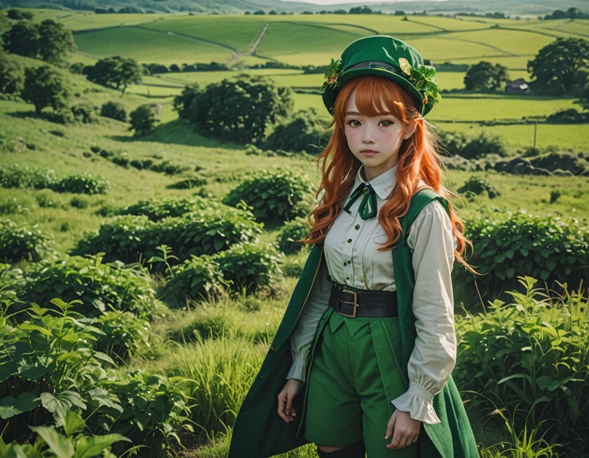 Anime Dullahan Leprechaun with Lucky Rainbow