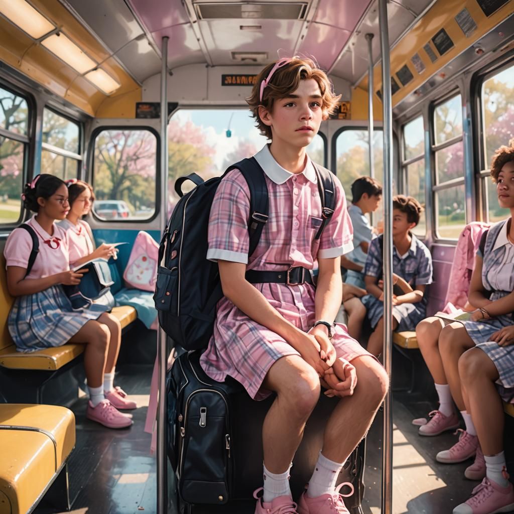Boy in Pink Dress on Bus, Concept Art