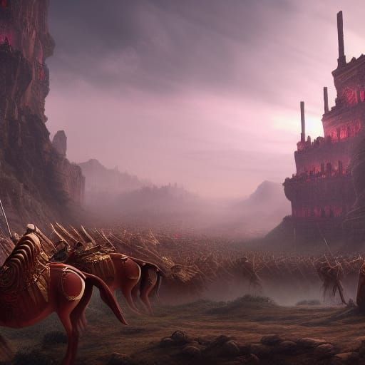 Fantastical Roman Cavalry Choir in Detailed Digital Painting