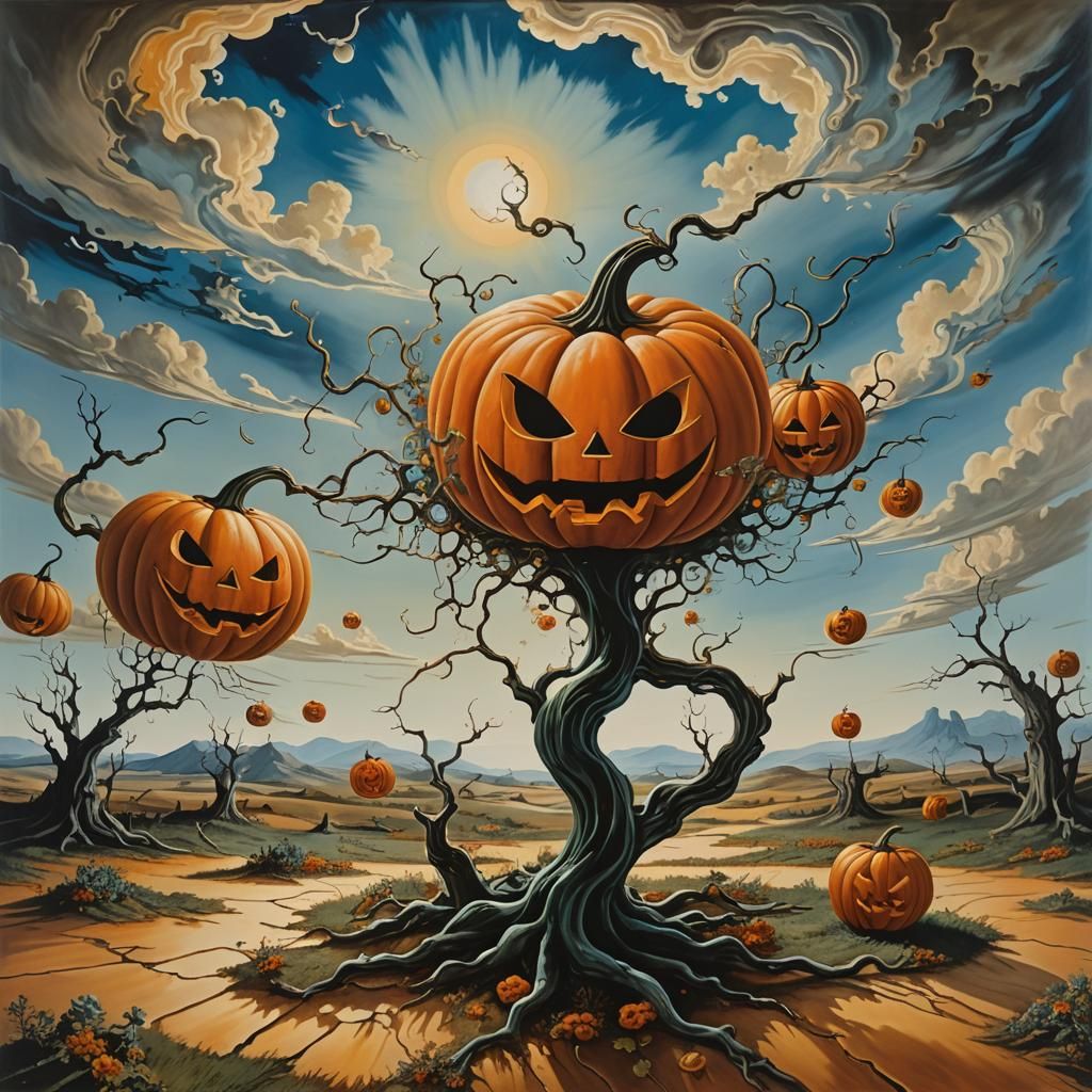 Surreal Landscape with Elastic Flora and Vortex, Dali-esque