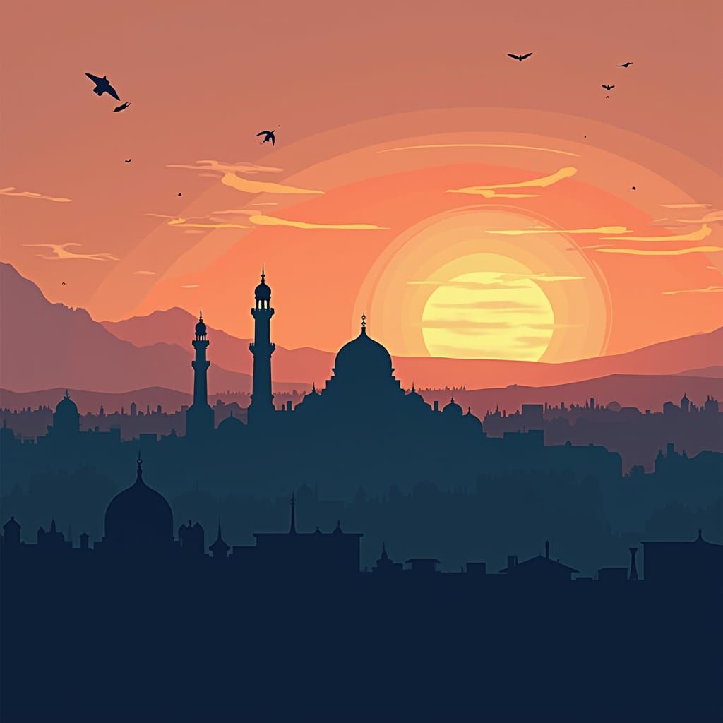 Al-Aqsa Mosque Silhouette in Detailed Vector Art