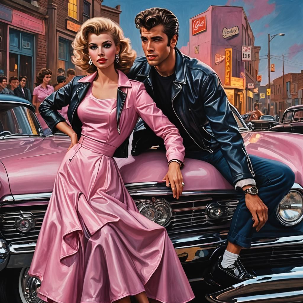 Grease Inspired Vintage Couple by Classic Car