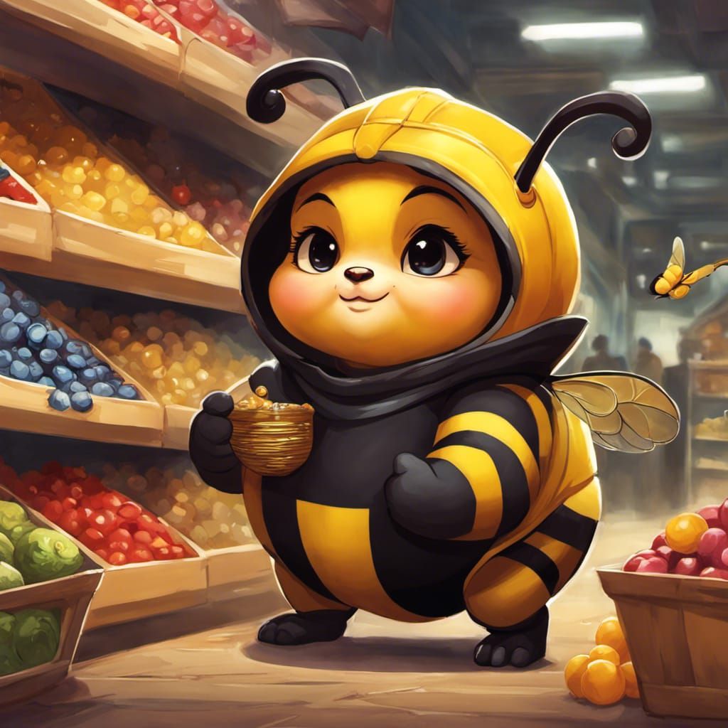 Chibi Bumblebee Shopping for Honey, Graphic Novel Art