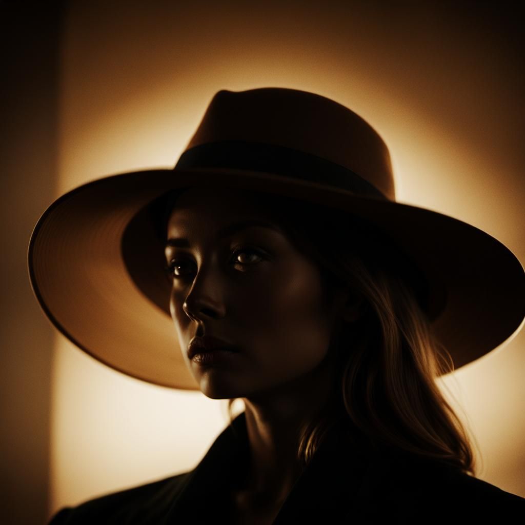 Mysterious Figure in a Dramatic, Golden-Lit Room