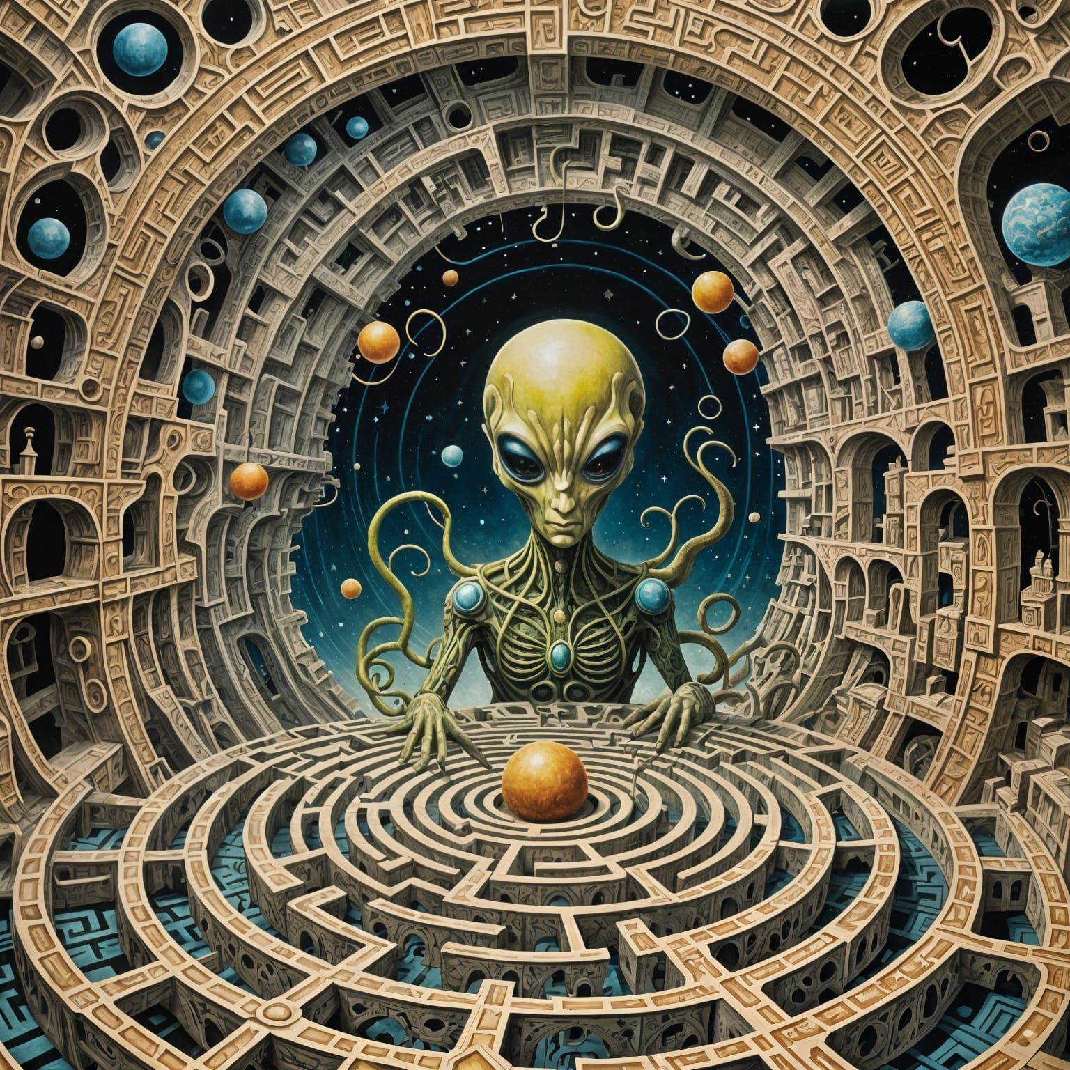 Surreal Alien Landscape in Pastel Colors