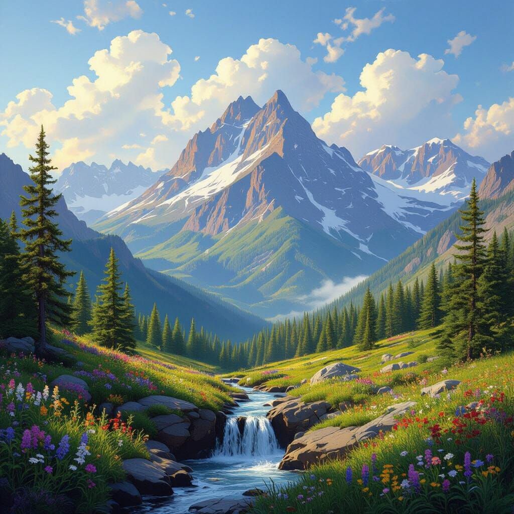 Majestic Mountain Landscape at Golden Hour