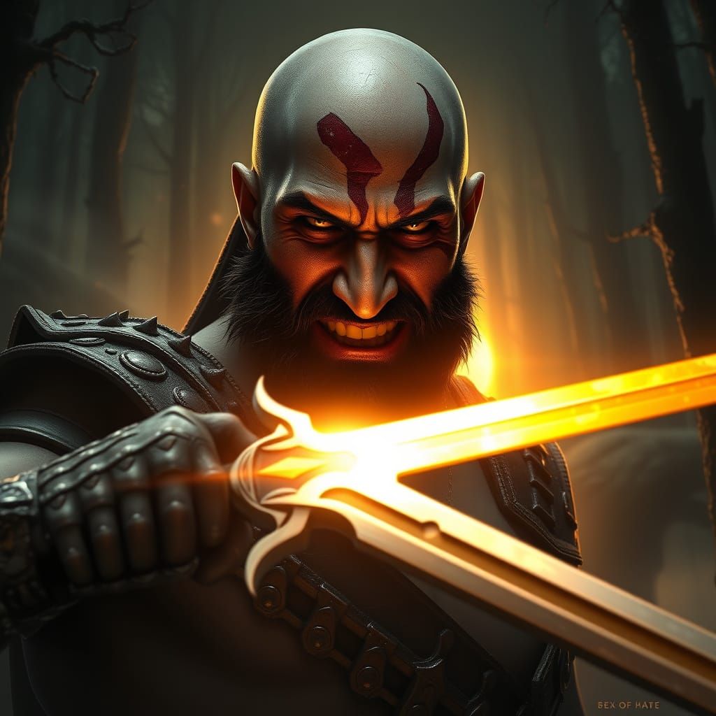 Kratos Emerges from Mysterious Woods with Iconic Blades of C...