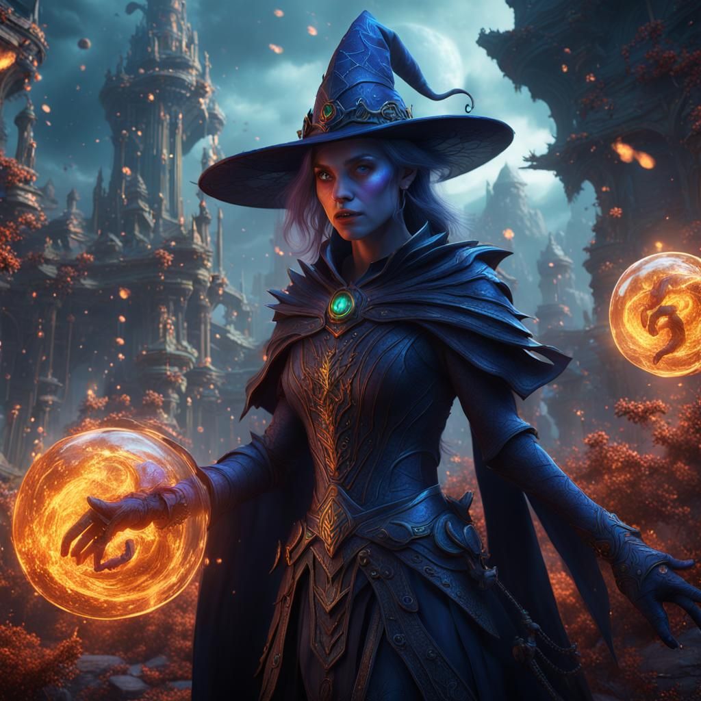 Plasma Witch Fantasy Concept Art in 8K