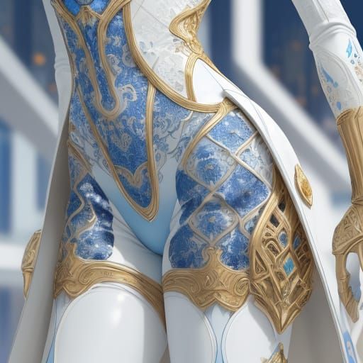 Futuristic Delft Ceramic City with Gold Veneers